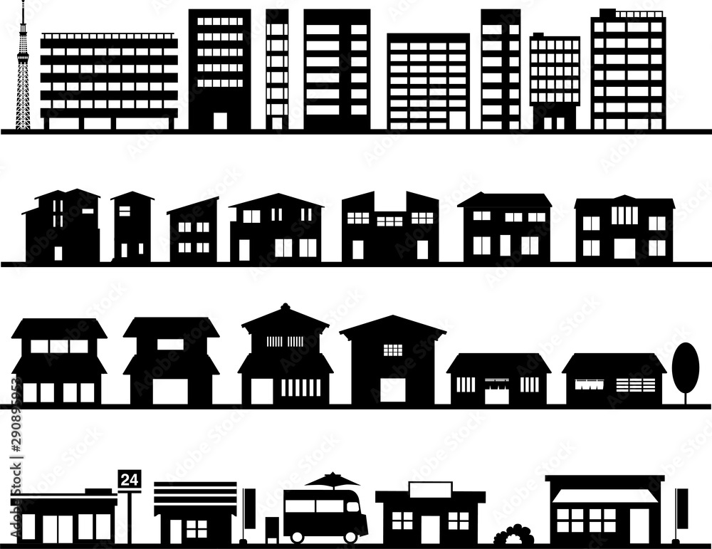 街並み ビル 住宅 シルエット Stock Vector Adobe Stock