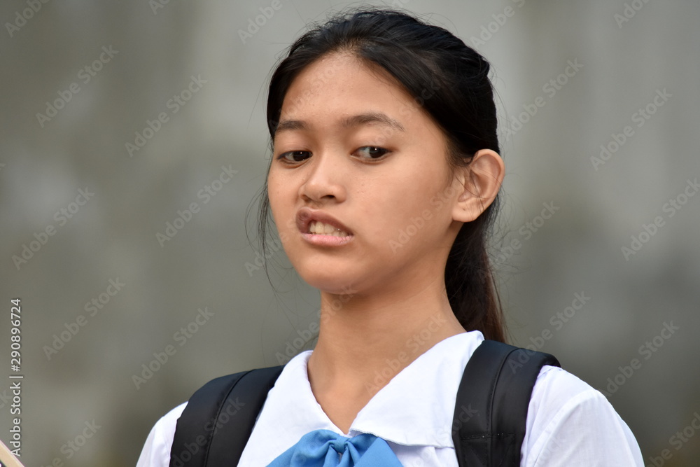 Student Teenager School Girl And Disgust Student Teenager School Girl And Disgust