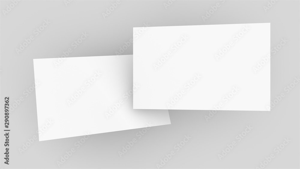 3d rendering business card mockup. Computer generated two vertical rectangular plates in a white background 3d rendering business card mockup. Computer generated two vertical rectangular plates in a white background