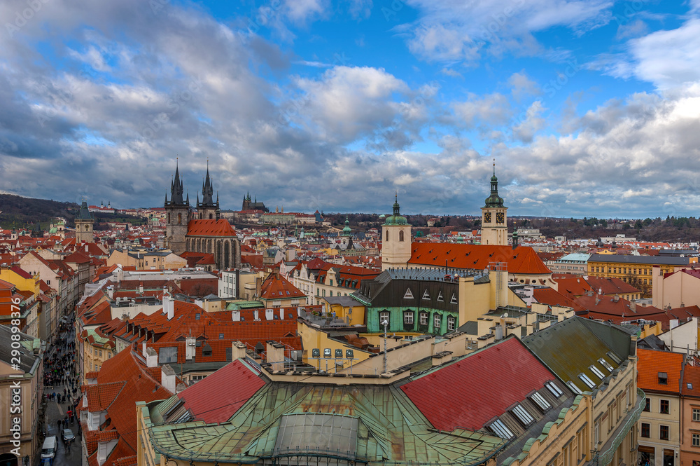 Aerial view on the center of Prague