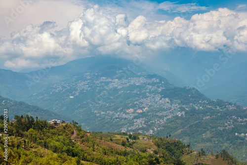 White clouds over Gangtok city  Sikkim  India