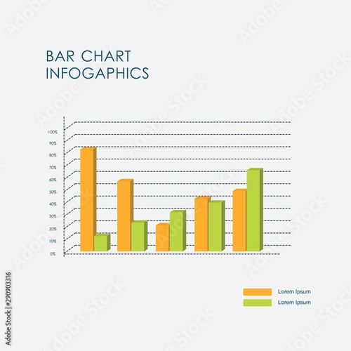 Bar Chart Infographics Elements 3D Vector Flat Design, Sign, Icon Full Color, Template