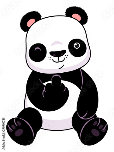 Panda make a middle finger symbol