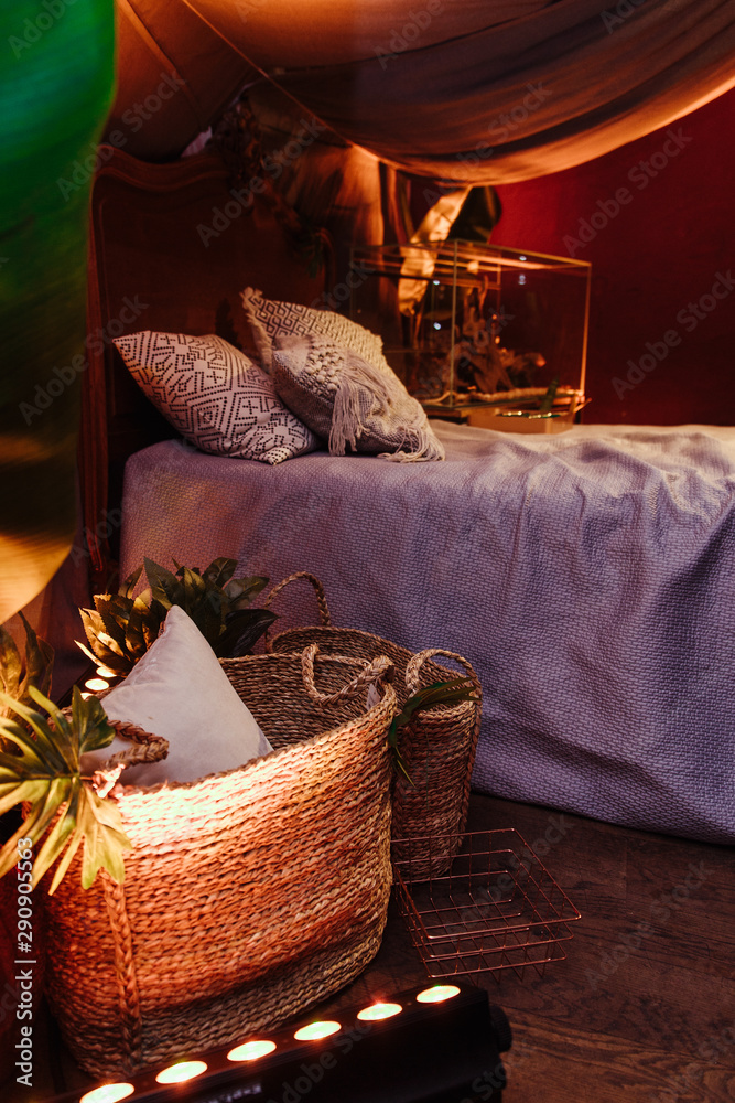 Cozy interior with bed