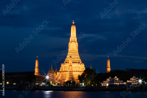 Wat Arun Temple at twilight in Bangkok  Thailand.