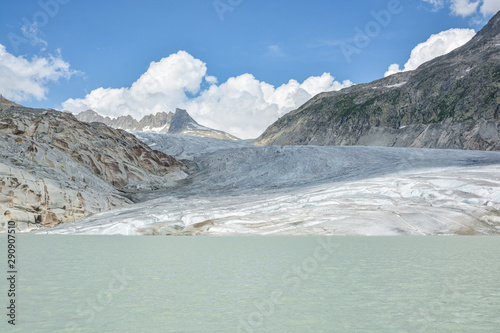 Melting Rhone Glacier in canton of Valais in Switzerland