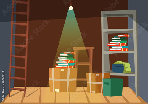 Empty basement interior flat vector illustration