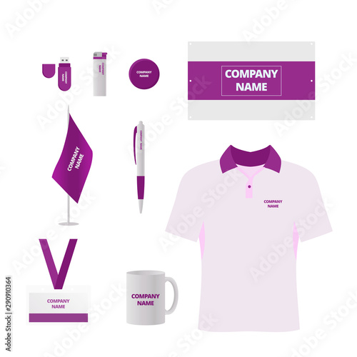Branded souvenirs vector illustrations set