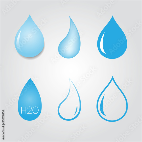 Water drop logo icon template for mineral drink cup, stor, etc