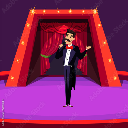 Circus arena, show flat vector illustration