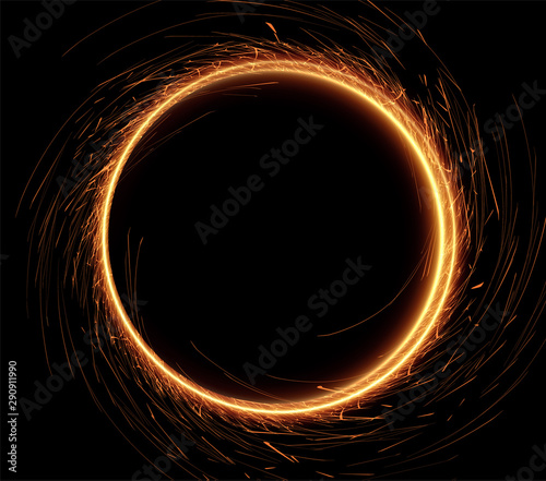 Sparkler festive frame. Golden garland border. Holiday glowing backdrop. Celebration background vector illustration.