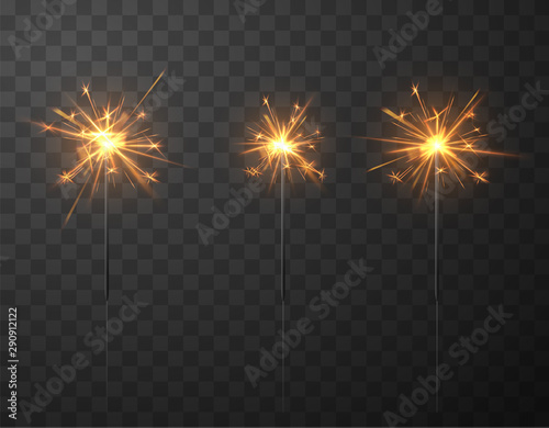 Burning festive Christmas sparkler vector collection. EPS10.
