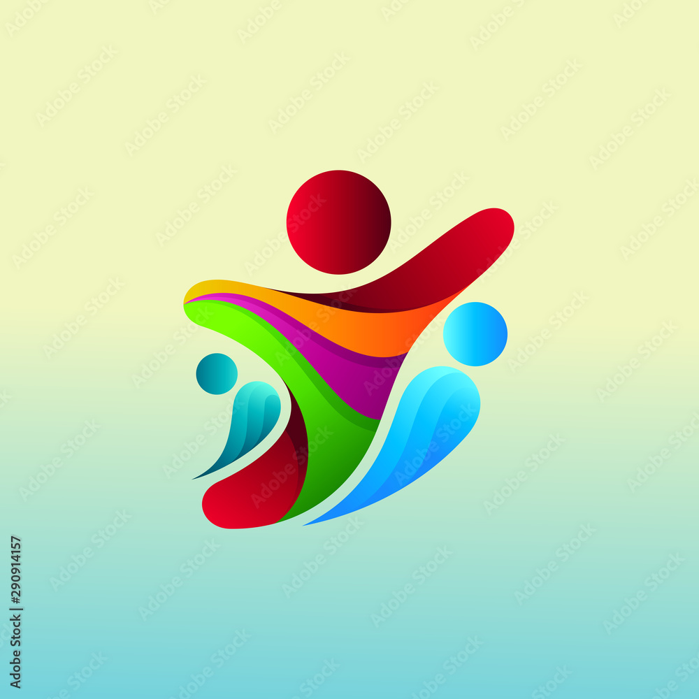 People with charity logo design template, 3d logo People with charity logo design template, 3d logo