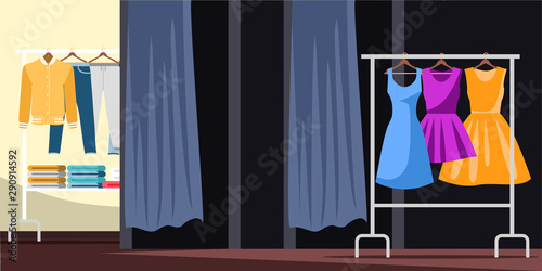 Empty apparel store flat vector illustration