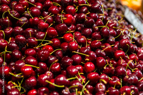 Food background, ripe cherries