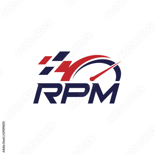 RPM automotive logo design. Editable logo design