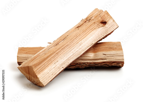 Wood log isolated on white background.