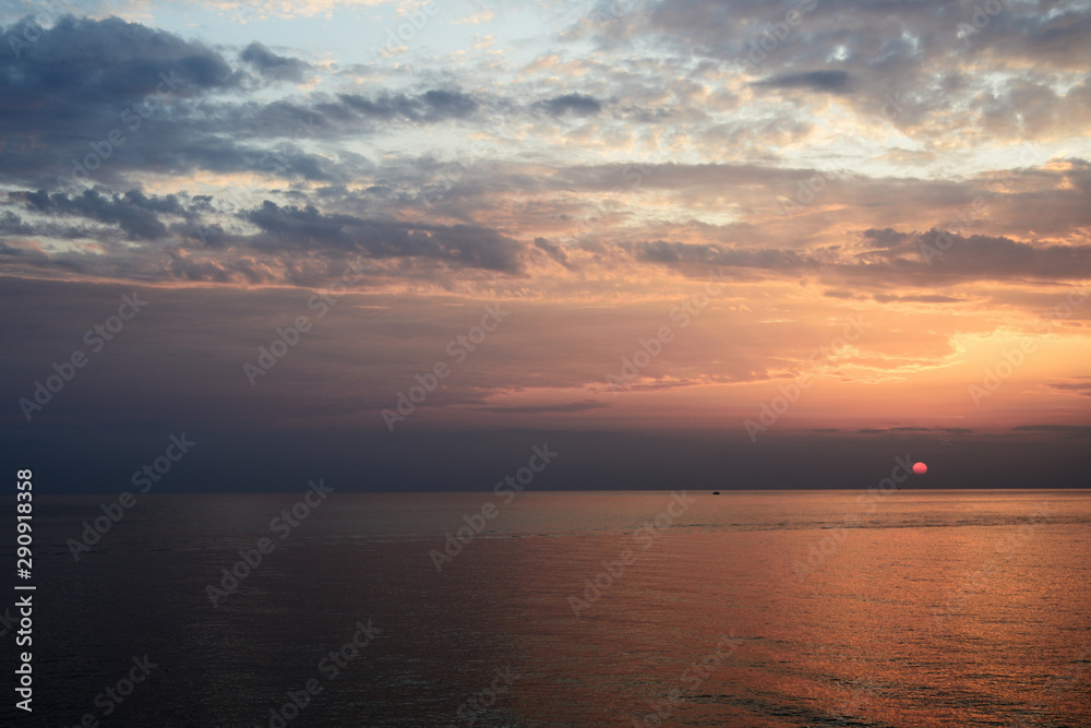 Beautiful morning seascape near the city of Cefalu. Sicily, Italy