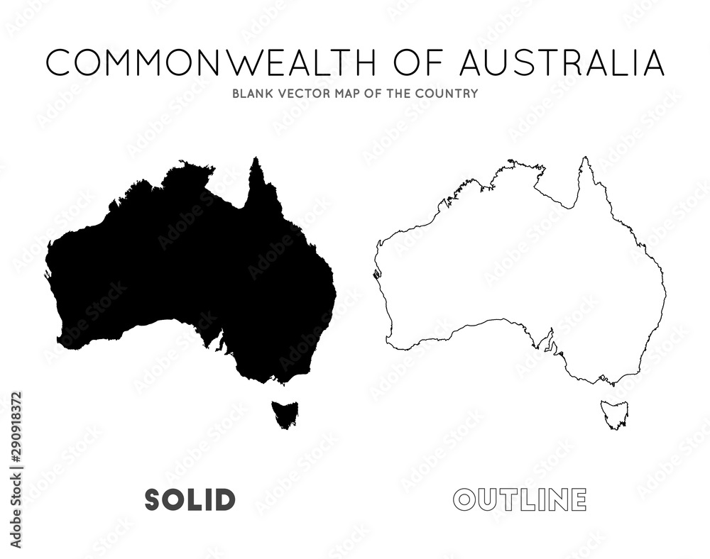 Australia map. Blank vector map of the Country. Borders of Australia for your infographic. Vector illustration.