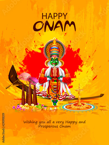 easy to edit vector illustration of Happy Onam holiday for South India festival background