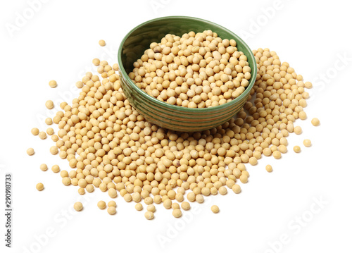 soy beans on white background.