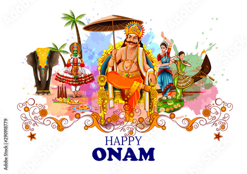 easy to edit vector illustration of Happy Onam holiday for South India festival background