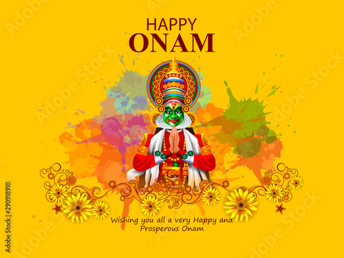 easy to edit vector illustration of Happy Onam holiday for South India festival background