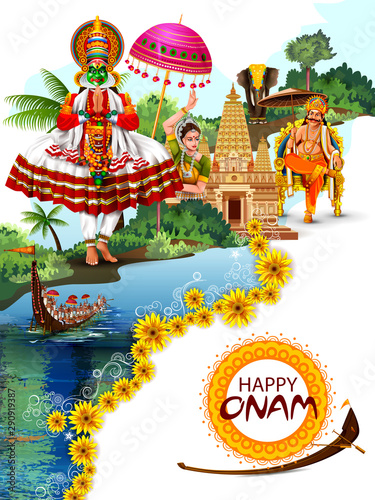 easy to edit vector illustration of Happy Onam holiday for South India festival background
