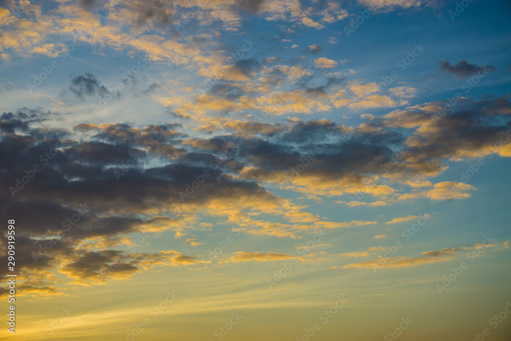 Colorful sunset light sky with cloud