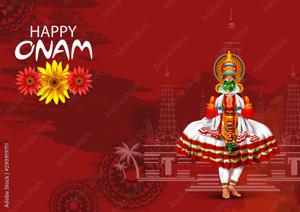 easy to edit vector illustration of Happy Onam holiday for South India festival background