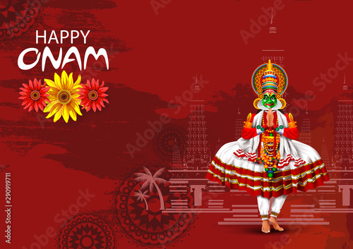 easy to edit vector illustration of Happy Onam holiday for South India festival background