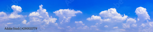 Blue sky with tiny clouds. Panorama