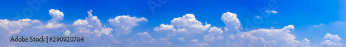 Blue sky with tiny clouds. Panorama