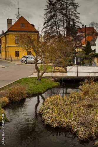 Revitalised stream in Chrudim city, Czech Republic