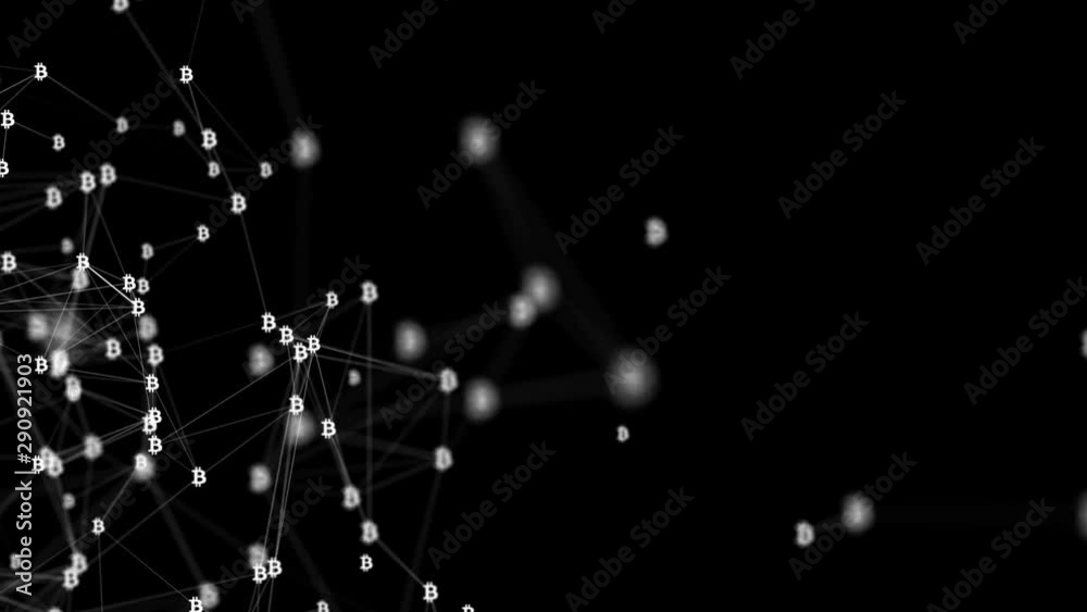Electronic currency bitcoin, abstract virtual communications of computers by means of blockchain on the Internet. Green Screen Alpha Matte Loop Aniamtion Background