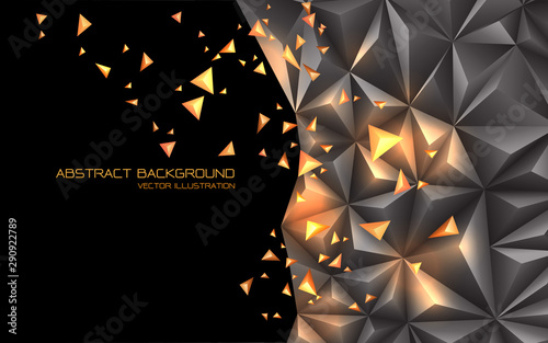 Abstract grey gold triangle 3D with black blank space design modern futuristic technology background vector illustration.