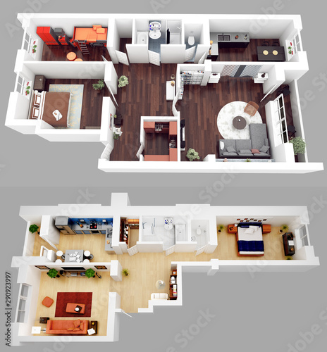 3d render, illustration, apartment, rendering