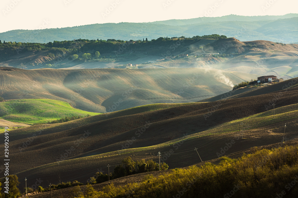 Tuscany countryside panorama in the morning. Italy