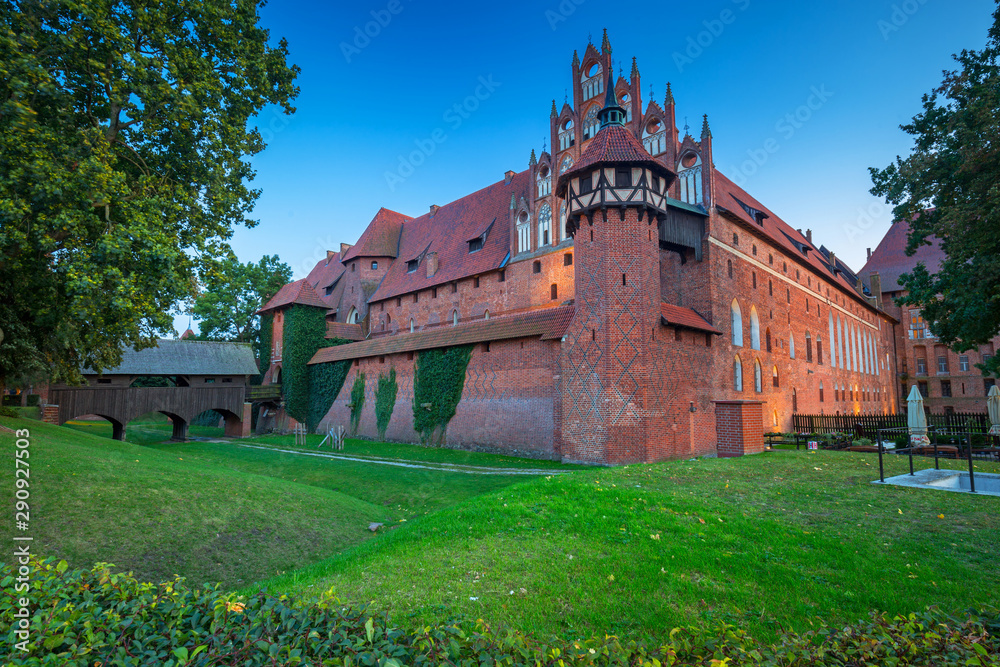 Malbork castle of the Teutonic Order at dusk, Poland