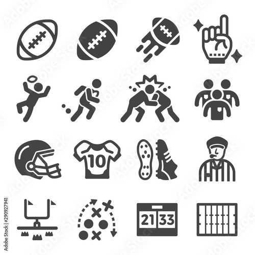 american football sport and recreation icon set,vector and illustration