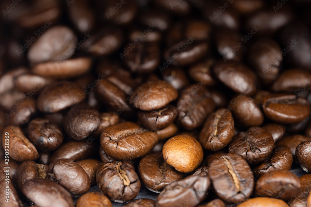 Roasted coffee beans background, Close Up mixture of different kinds of coffee beans. Roasted coffee beans background, Close Up mixture of different kinds of coffee beans.