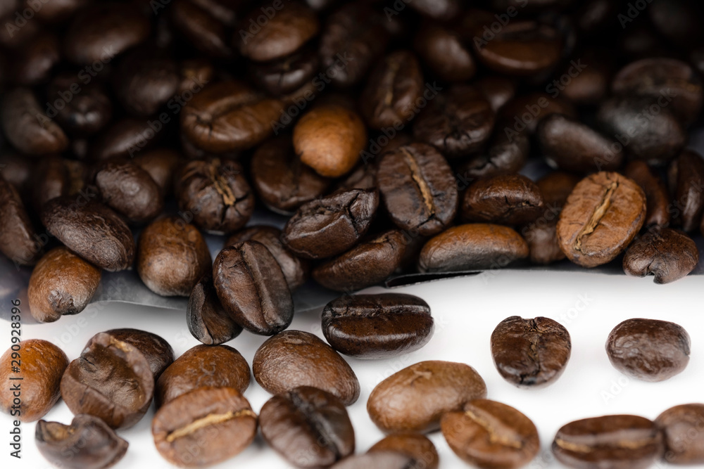 Roasted coffee beans background, Close Up mixture of different kinds of coffee beans. Roasted coffee beans background, Close Up mixture of different kinds of coffee beans.