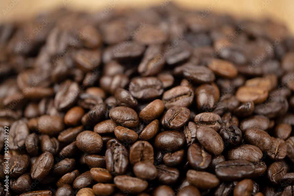 Roasted coffee beans background, Close Up mixture of different kinds of coffee beans. Roasted coffee beans background, Close Up mixture of different kinds of coffee beans.