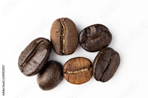 Close up of a coffee bean  Roasted coffee beans isolate on white background