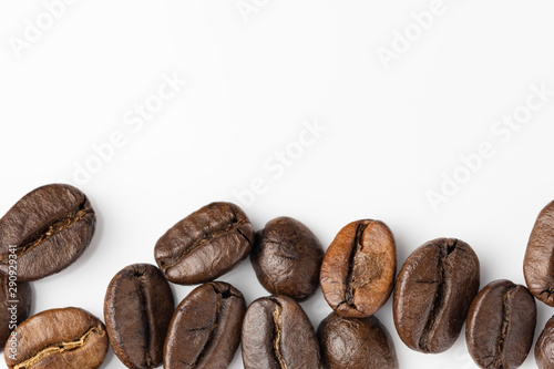 Close up of a coffee bean  Roasted coffee beans isolate on white background