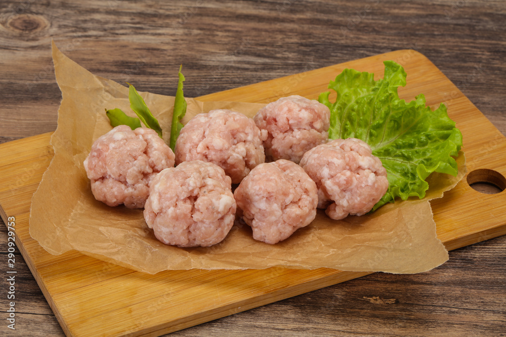 Homemade raw pork minced meatball for cooking Homemade raw pork minced meatball for cooking