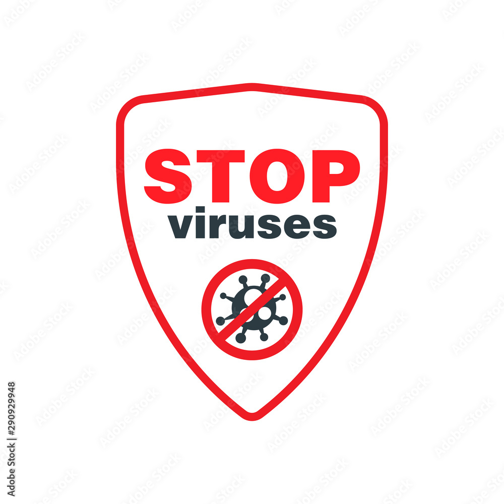 Stop viruses symbol. Protection against viruses and diseases. Stop spread of virus. Vector illustration.