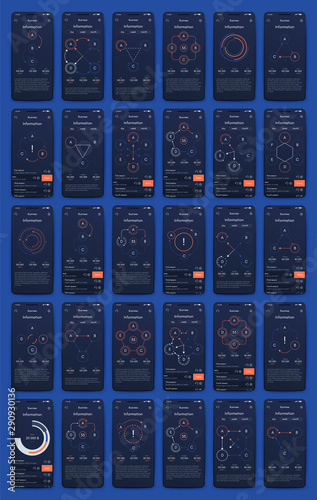 Different UI, UX, GUI screens and flat web icons for mobile apps