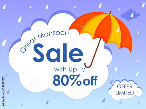 easy to edit vector illustration of great monsoon sale and promotion advertisement banner background template