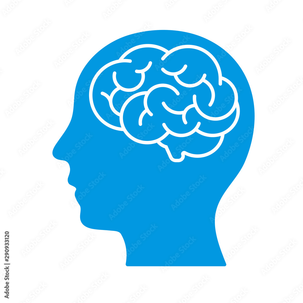 Head with brain. Vector icon. Head with brain. Vector icon.
